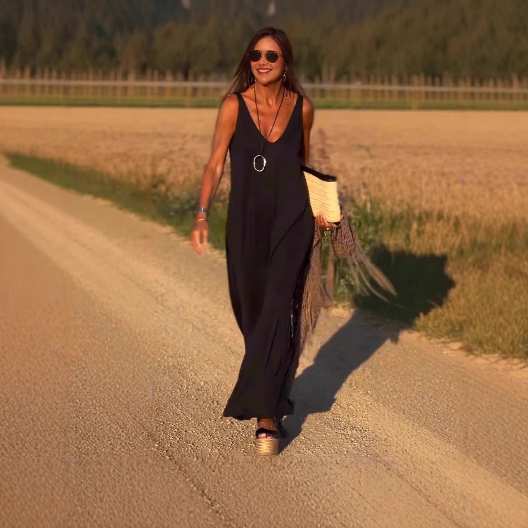 Robe pour femme à bretelles et col en V