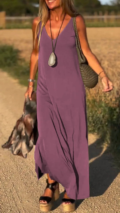 Robe pour femme à bretelles et col en V