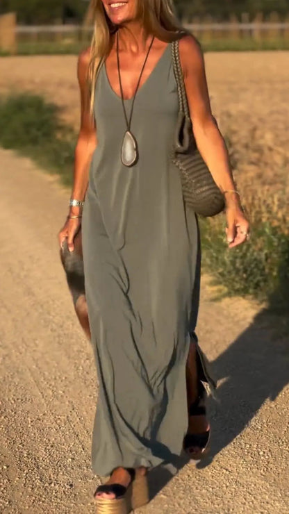 Robe pour femme à bretelles et col en V