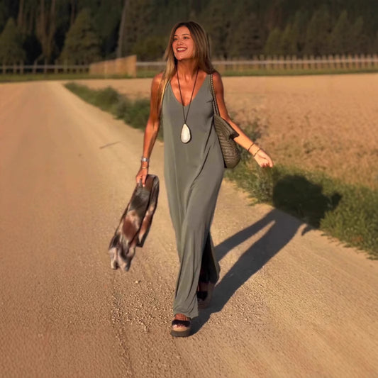 Robe pour femme à bretelles et col en V